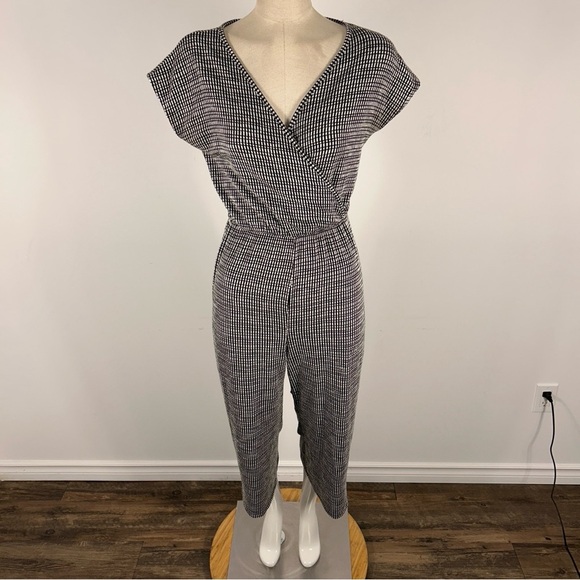 Caution To The Wind Monochrome Checkered Jumpsuit - Picture 1 of 10